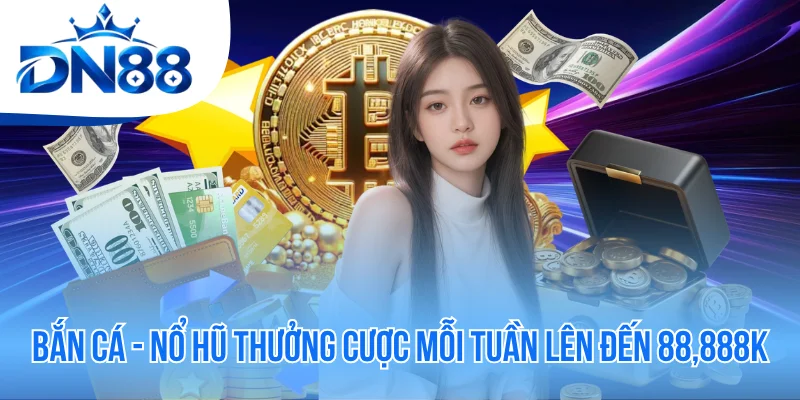 Bắn Cá - Nổ Hũ Thưởng Cược Mỗi Tuần Lên Đến 88,888K
